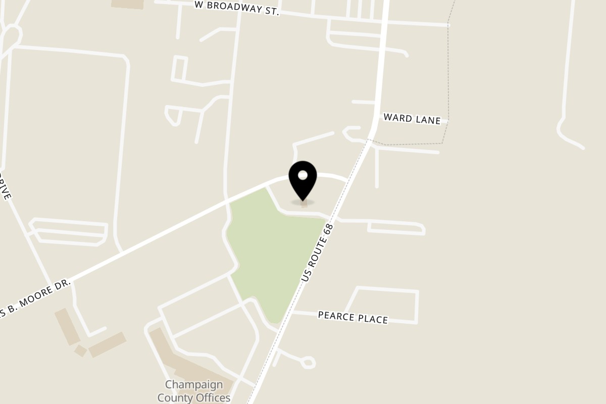 Map showing the location of Gemini Coffee & Eats on 1300 US-68 in Urbana